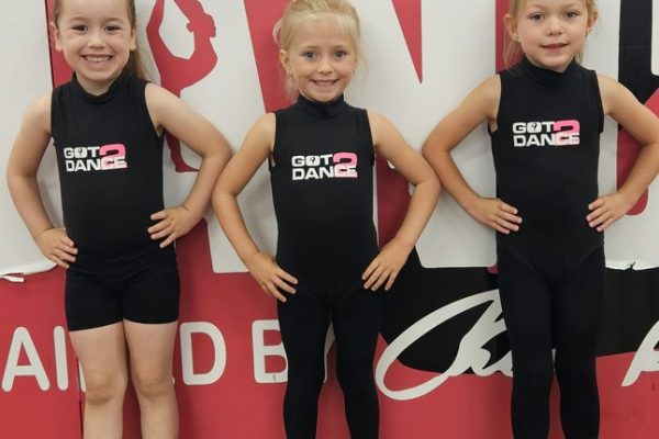 Three Got2Dance Minis in branded leotards